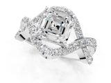 White gold Asscher Solitaire Twist Band Pavé Diamond Engagement Ring_51