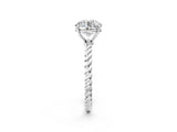 White gold Asscher Solitaire Twist Band Ring with Four-Prong Setting_158