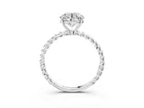 White gold Asscher Solitaire Twist Band Ring with Four-Prong Setting_159