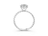 White gold Asscher Solitaire Twist Band Ring with Four-Prong Setting_1605