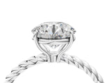 White gold Asscher Solitaire Twist Band Ring with Four-Prong Setting_1606