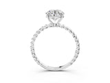 White gold Asscher Solitaire Twist Band Ring with Four-Prong Setting_163
