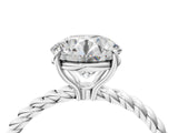 White gold Asscher Solitaire Twist Band Ring with Four-Prong Setting_164