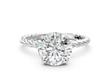 White gold Asscher Solitaire Twist Band Ring with Four-Prong Setting_190