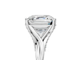 White gold Asscher Solitaire Twist Band Six-Prong Setting