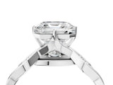 White gold Asscher Solitaire Twist Band with Leaf Prong Setting 4