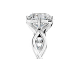 White gold Asscher Solitaire Twist Band with Leaf Prong Setting 5