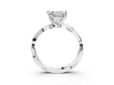 White gold Asscher Solitaire Twist Band with Pavé Accents and Four-Prong Setting_23