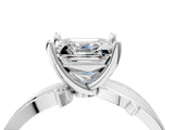 White gold Asscher Solitaire Twist Band with Pavé Accents and Four-Prong Setting_24