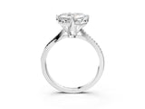 White gold Asscher Solitaire Twist Band with Pavé Diamonds and Four-Prong Setting_77