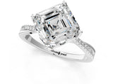 White gold Asscher Solitaire Twist Band with Pavé Diamonds and Four-Prong Setting_78