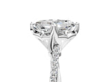 White gold Asscher Solitaire Twist Band with Pavé Diamonds and Four-Prong Setting_82