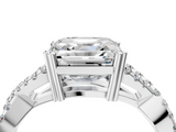 White gold Asscher Solitaire Twist Band with Pavé Setting and Four-Prong Setting_10