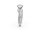 White gold Asscher Solitaire Twist Band with Pavé Setting and Four-Prong Setting_13