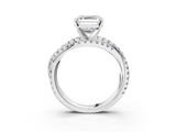 White gold Asscher Solitaire Twist Band with Pavé Setting and Four-Prong Setting_14