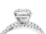 White gold Asscher Solitaire Twist Band with Pavé Setting and Four-Prong Setting_15
