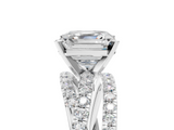 White gold Asscher Solitaire Twist Band with Pavé Setting and Four-Prong Setting_16