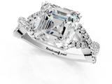 White gold Asscher Solitaire Twist Band with Pavé Setting and Four-Prong Setting_7