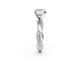 White gold Asscher Solitaire Twist Band with Pave Prong Setting_26