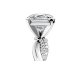 White gold Asscher Solitaire Twist Band with Pave Prong Setting_28