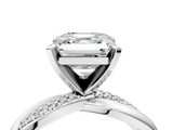 White gold Asscher Solitaire Twist Band with Pave Prong Setting_28