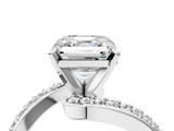 White gold Asscher Solitaire Twist Band with Pave Set Diamonds and Four-Prong Setting_10
