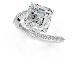 White gold Asscher Solitaire Twist Band with Pave Set Diamonds and Four-Prong Setting_7