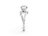 White gold Asscher Solitaire Twist Band with Pave Set Diamonds and Four-Prong Setting_8