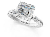 White gold Asscher Solitaire Twisted Band Prong Set Engagement Ring_53