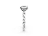 White gold Asscher Solitaire Twisted Band Prong Set Engagement Ring_53