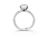 White gold Asscher Solitaire Twisted Band Prong Set Engagement Ring_54