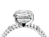 White gold Asscher Solitaire Twisted Band Prong Set Engagement Ring_55