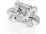 White gold Asscher Solitaire Twisted Band Scroll Prong Ring_4