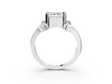 White gold Asscher Solitaire Twisted Band Scroll Prong Ring_6