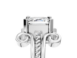 White gold Asscher Solitaire Twisted Band Scroll Prong Ring_8