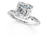 White gold Asscher Solitaire Twisted Band with Bead Prong Setting_53