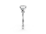 White gold Asscher Solitaire Twisted Band with Bead Prong Setting_54