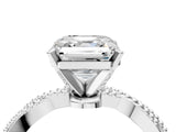 White gold Asscher Solitaire Twisted Band with Bead Prong Setting_56