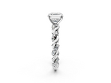 White gold Asscher Solitaire Twisted Band with Pavé Accents and Four-Prong Setting_56