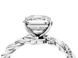 White gold Asscher Solitaire Twisted Band with Pavé Accents and Four-Prong Setting_58