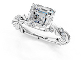 White gold Asscher Solitaire Twisted Band with Pavé Accents and Four-Prong Setting_62