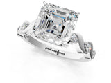 White gold Asscher Solitaire Twisted Band with Prong Setting 1