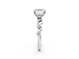 White gold Asscher Solitaire Twisted Band with Prong Setting 2