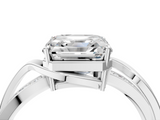 White gold Asscher Solitaire Twisted Band with Prong Setting_25