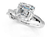 White gold Asscher Solitaire Twisted Pave Diamond Ring with Four-Prong Setting_129