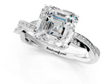 White gold Asscher Solitaire Twisted Pave Diamond Ring with Four-Prong Setting_13
