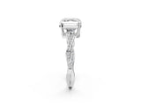 White gold Asscher Solitaire Twisted Pave Diamond Ring with Four-Prong Setting_130