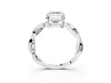 White gold Asscher Solitaire Twisted Pave Diamond Ring with Four-Prong Setting_131