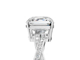 White gold Asscher Solitaire Twisted Pave Diamond Ring with Four-Prong Setting_133