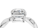 White gold Asscher Solitaire Twisted Pave Diamond Ring with Four-Prong Setting_135